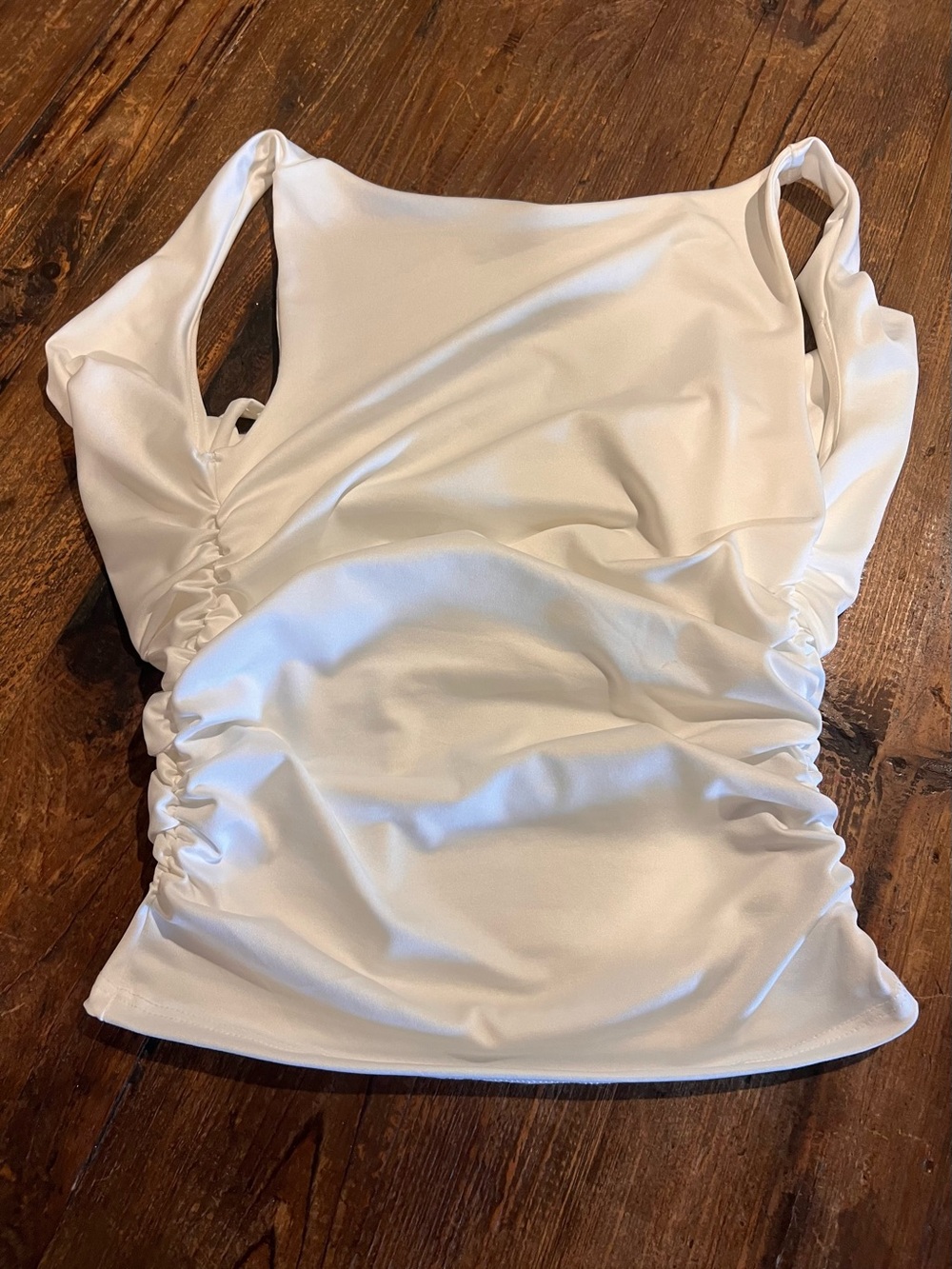 Women’s Ruched White Tank Top size XS tie back